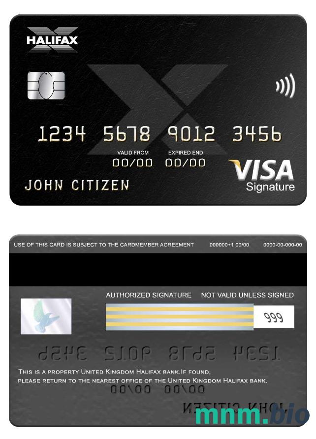 United Kingdom Halifax bank visa podpis karta przykład w formacie PSD